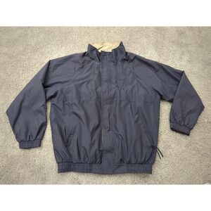 Vintage Intech Full‎ Zip Jacket Mens XL Black Windbreaker Pockets Made in Taiwan